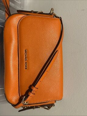 Michael Kors Orange Pebbled Leather Messenger Crossbody
